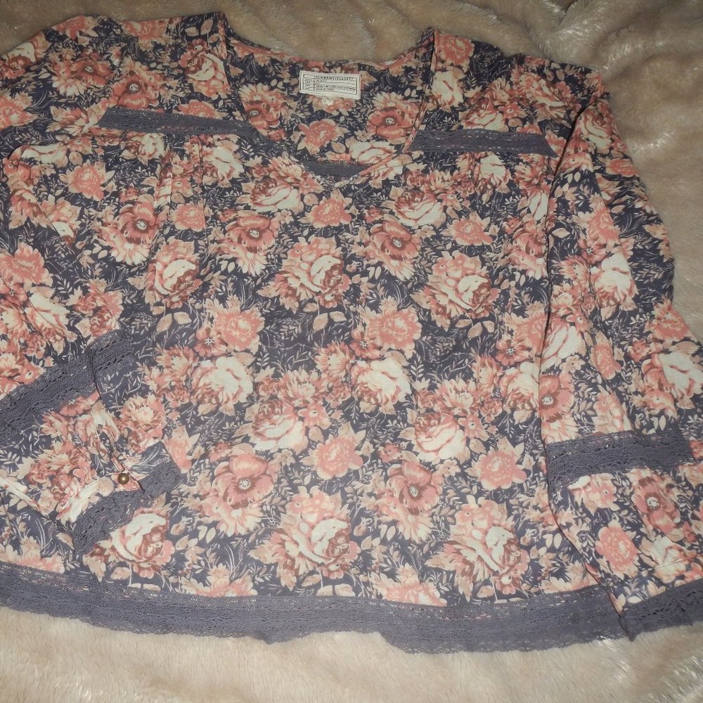 CURRENT/ELLIOT FLORAL LACE BLOUSE